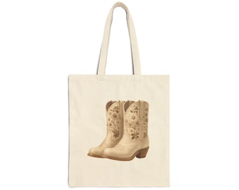 Cowgirl Boots Tote Bag | Western Boot Design | Rustic Country Tote | Reusable Shopping Bag | Gift for Cowgirl Lovers