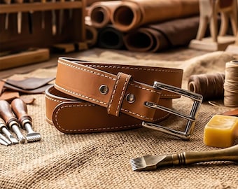 1,5 "Hochleistungs-Vollnarbenledergürtel: Handgefertigt in den USA, 12 Unzen Rindsleder, rostfreie Rollschnalle