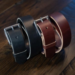 1.5&quot; Handcrafted Full Grain Leather Belt: Heavy Duty Steerhide, 12oz Leather, Made in USA