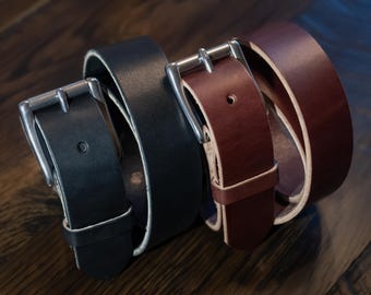 1.5" Handcrafted Full Grain Leather Belt: Heavy Duty Steerhide, 12oz Leather, Made in USA