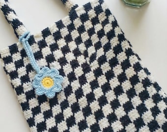 Easy Checkered Tote Bag Crochet Pattern | Trendy Y2K Retro Style PDF | Beginner Colorwork
