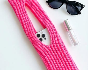 Ribbed Crochet Phone Bag Pattern | Knit-Look Smartphone Sock PDF