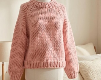 Chunky Cotton Sweater Knitting Pattern | Size Inclusive S–XL