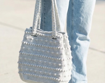 Trinity Stitch Crochet Tote Bag Pattern | Modern Star Texture PDF | Adjustable Strap Scandi Purse