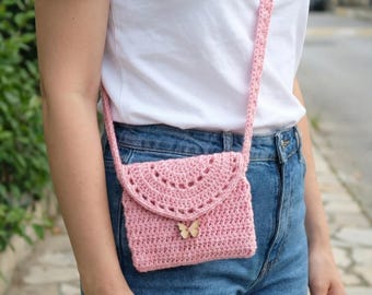 Eyelet Stitch Crochet Purse Pattern | Easy Cotton Crossbody Bag PDF | Small Summer Clutch