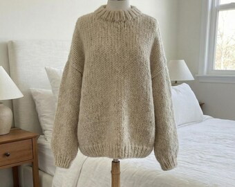 Chunky Mohair Sweater Knitting Pattern | 15mm Needles | One Size Oversized PDF