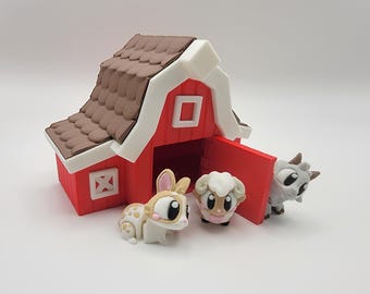 Mini Barnyard Set - Comes with 8 farm animals and a barn to put them in!