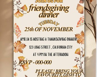 Friendsgiving Leaves Invitation Template