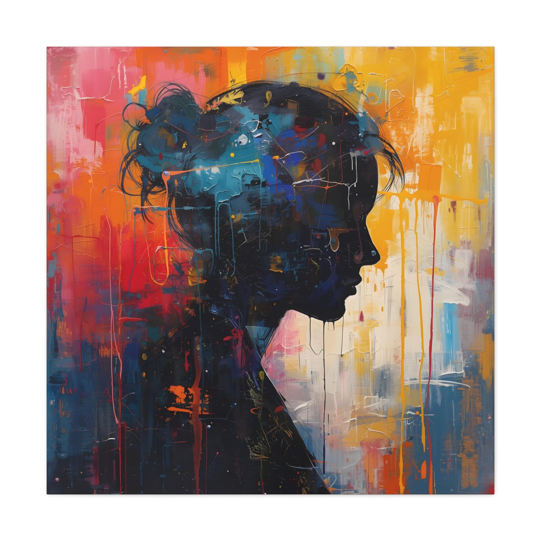 Abstract Woman Canvas Art | Colorful Expressionist Profile - Gallery-Wrapped Canvas Wall Art Physical Print