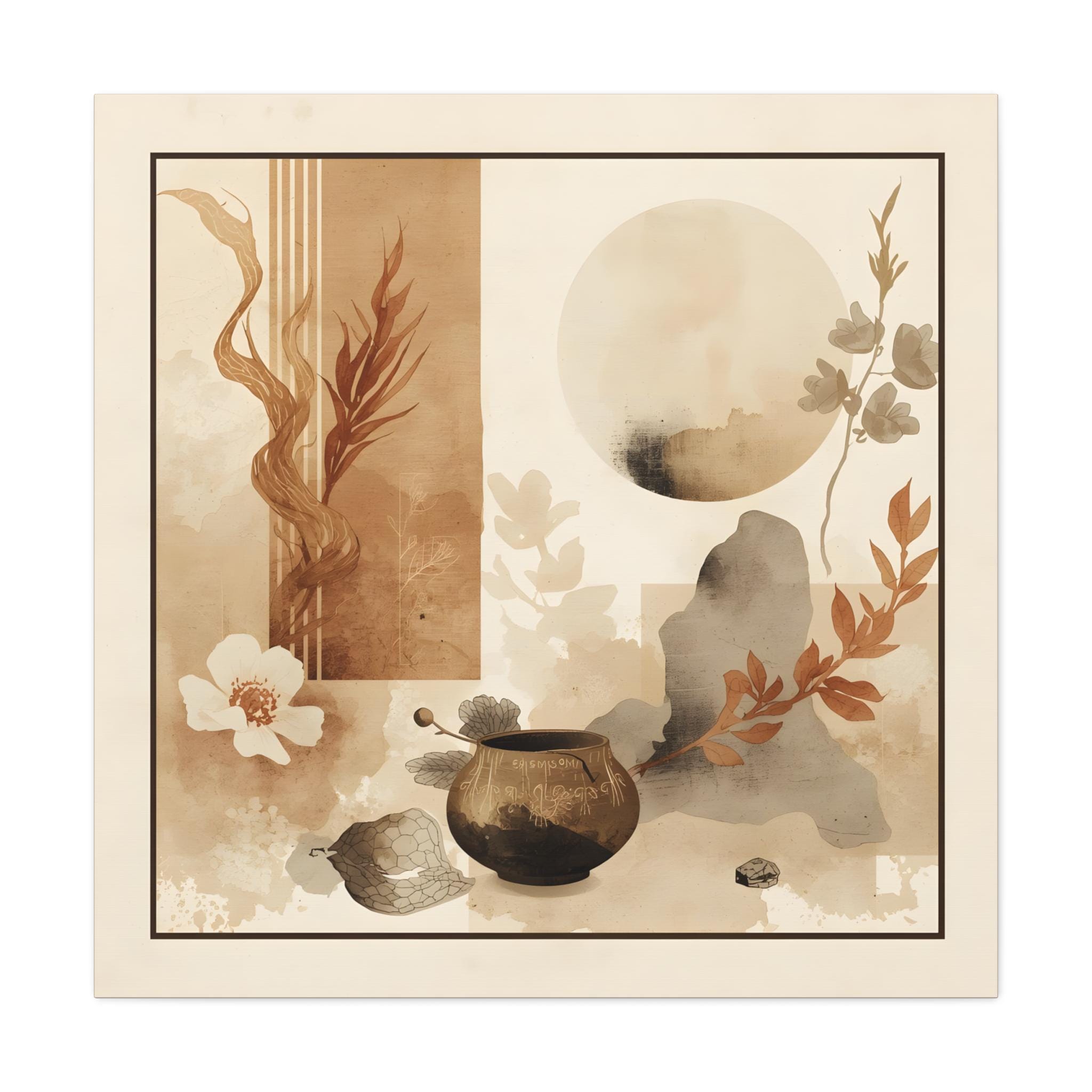 Japandi Canvas Wall Art: Earth Tone Textured Print, Wabi Sabi Decor - Gallery-Wrapped Canvas Wall Art Physical Print
