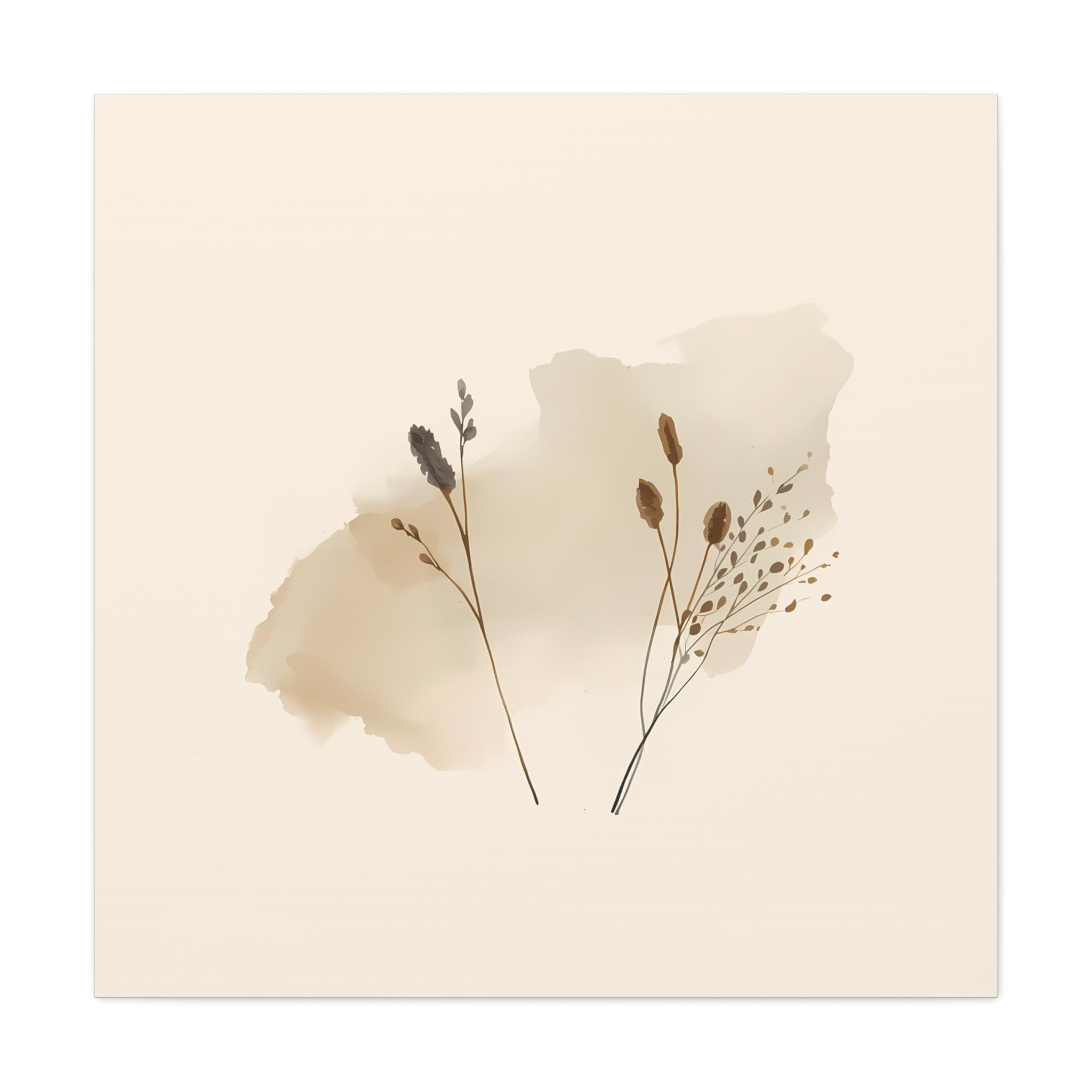 Wabi-Sabi Canvas Print: Beige Watercolor Zen Art, Japanese Scandinavian Design