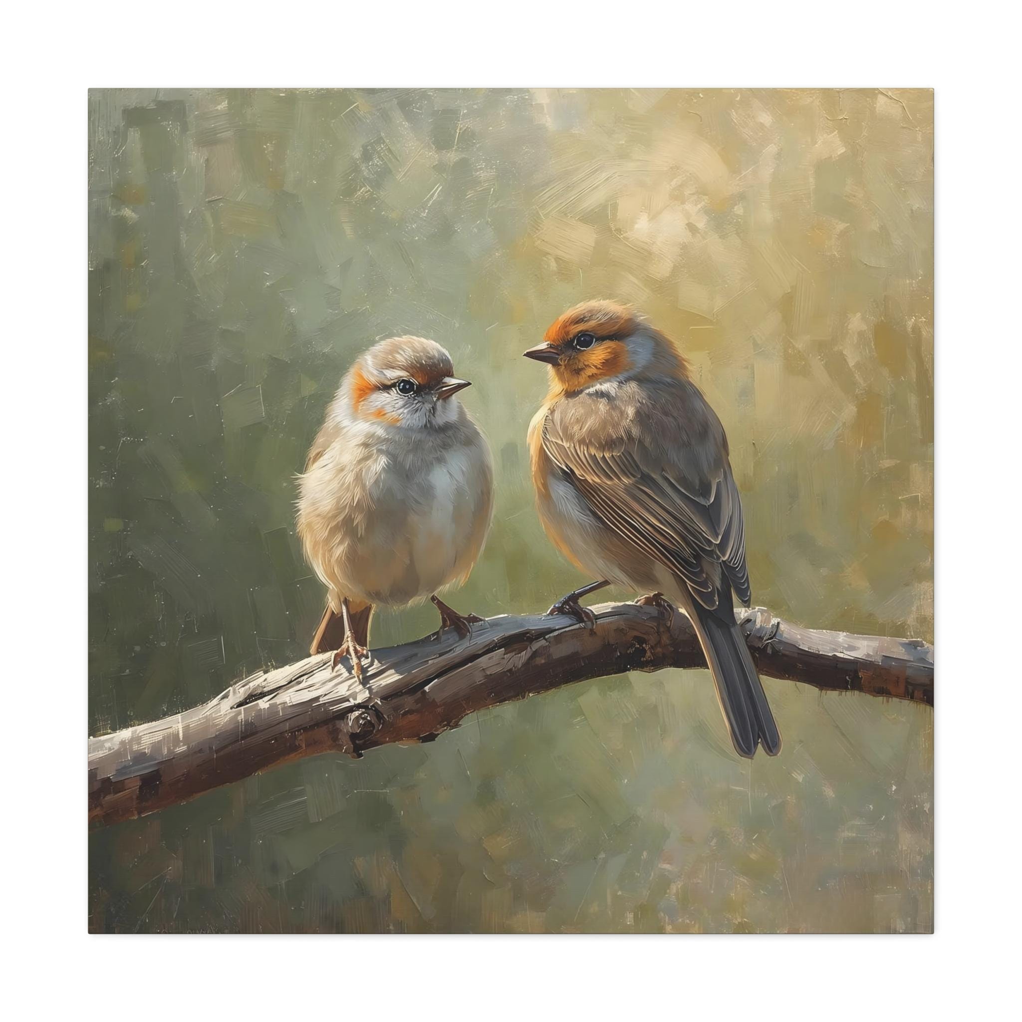 Impressionist Bird Painting: Serene Green Foliage