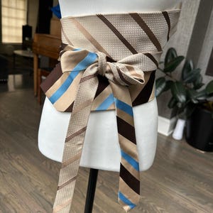 Upcycled Nautical Themed Obi Belt | Handmade Men’s Tie Waist Belt |One of a Kind Necktie Obi Belt - Etsy main image 2