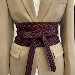 Upcycled Silk Dolphin Necktie Obi Belt | Handmade Men’s Tie Waist Belt | OOAK Make an Obi Belt From Neck Ties | Upstyle main image 4