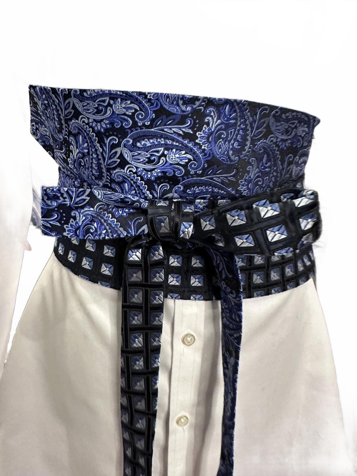 Upcycled Mens Silk Necktie Obi Corset Style Belt | OS | One  display picture 1