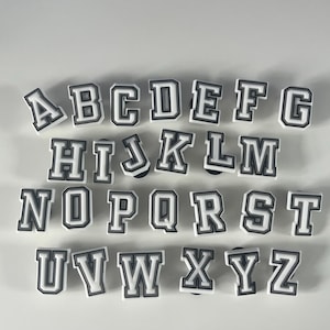 Black & White Letters - Jibbitz Charms for Crocs shoes Alphabet Letters Initials