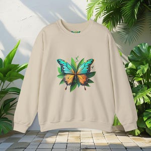 Butterfly Sweatshirt: Unisex Cotton-Poly Blend Crewneck Jumper