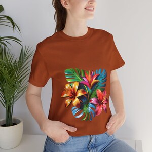 Tropical Floral T-Shirt: Hawaiian Flower Print, Summer Beach Top