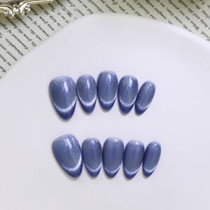 Cat Eye Press On Nails, Handmade Magnetic False Nails | Reusable Shiny Nail Art | Salon Style Stick On Nails for Women Gift