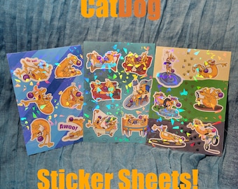 CatDog Sticker Sheets Nickelodeon Cartoon 90s Nostalgia Matte or Holographic