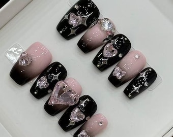 Unghie finte fatte a mano: unghie finte in gel acrilico da ragazza dolce e sexy