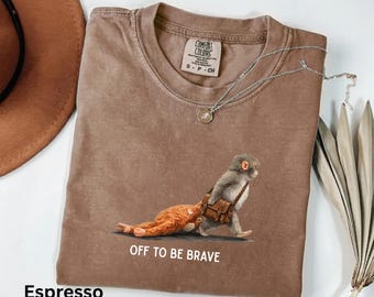 Off To Be Brave Comfort Colors Monkey Punch Shirt, Cozy Aesthetic Animal Lover Gift, Viral Baby Monkey Plush Meme Tee