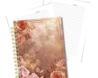 Rose Gold Floral Journal | Lined Notebook for Self-Care
