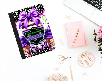 Personalized Composition Notebook | Cute Custom Name Journal | Aesthetic School Notebook | Gift for Girls | Back to School Supplies