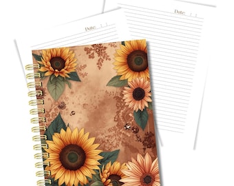 Sunflower Spiral Journal | Lined Pages, Gratitude, Self-Care