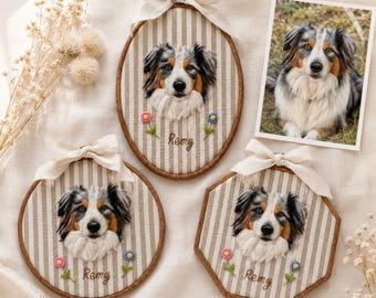 Custom Needle Felt Pet Portrait Hoop, Personalized Dog Cat Wall Art Keepsake