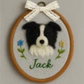 Custom Needle Felted Dog Portrait Embroidery Hoop: Personalized Pet Memorial Gift,Handmade Wall Art