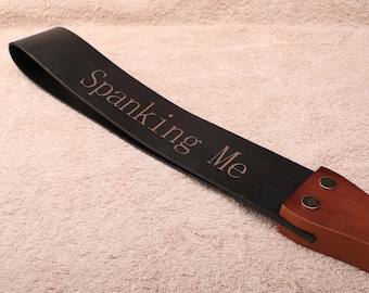 Paleta de cuero personalizada para azotes BDSM con mango de madera, juguete de bondage BDSM para adultos maduros