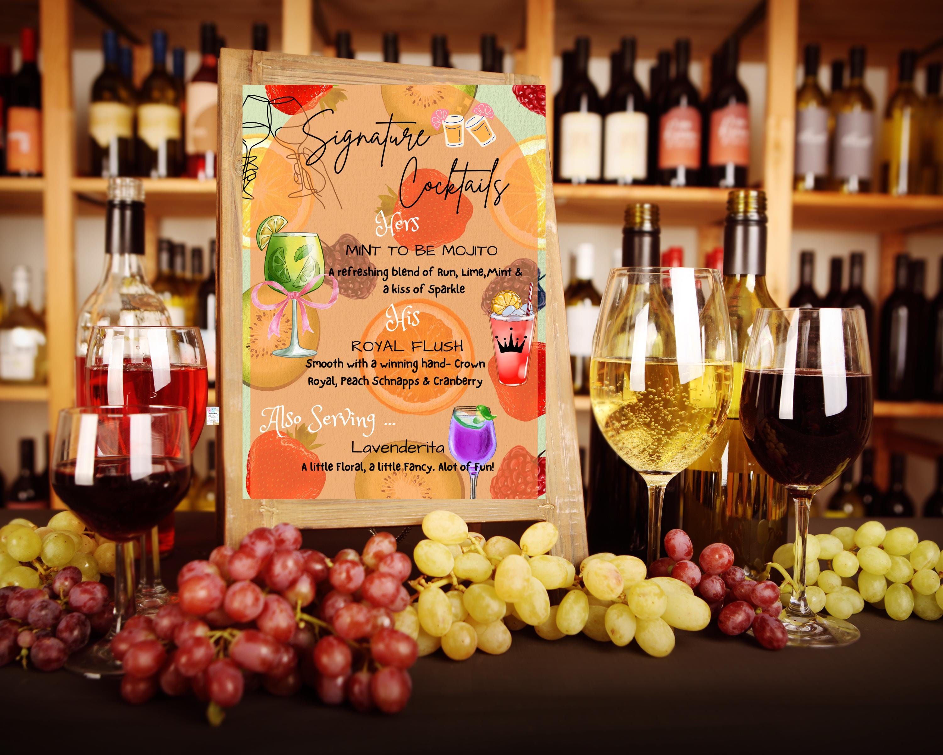 Signature Drinks Sign Personalized Wedding Bar Menu Sign Template