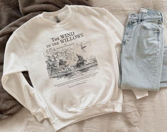 Wind in the Willows Sweatshirt | Rat and Mole Boat Scene, Chapter One Quote, Vintage Book Illustration, Classic Literature Gift