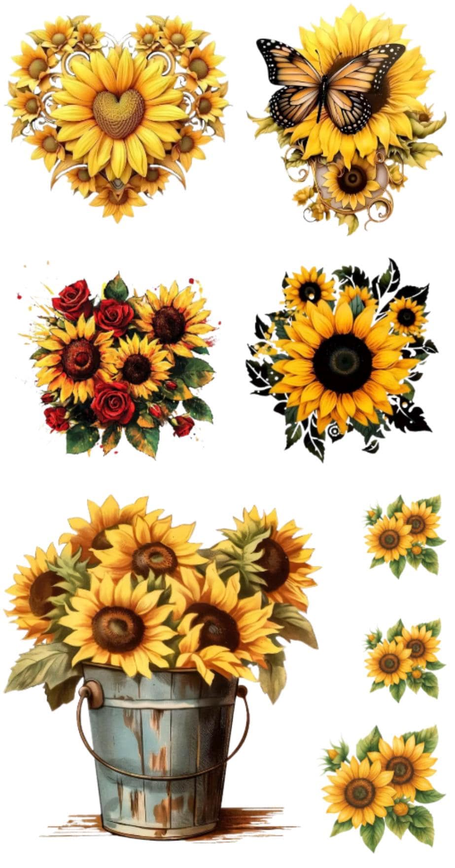 Sunflower Sticker Sheet – Rustic Farmhouse Floral – Planner Vinyl Decal ...