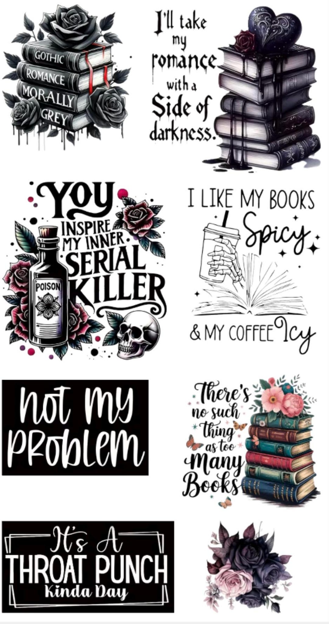 Dark Romance Book Sticker Sheet – Spicy Book Lover Waterproof Vinyl ...