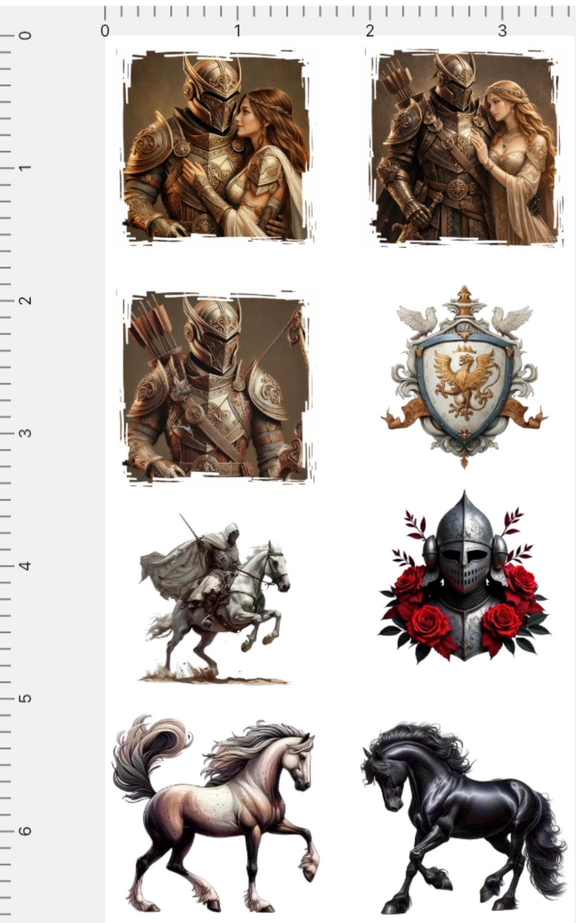 Knight Sticker Style Medieval Knight Sticker Sheet – Fantasy Armor, Heraldry & Horse ...