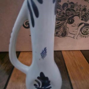 Vintage Delft Blue Windmill Pitcher – Hand Painted Holland Ceramic Jug – Dutch Blue White Pottery – Collectible Home Décor