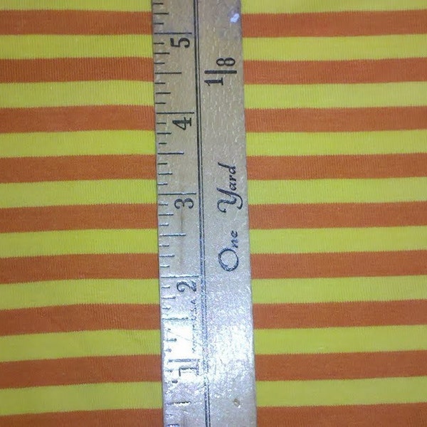 Orange  & Yellow apx 1/4" Wide Cotton lycra STripe Knit Fabric