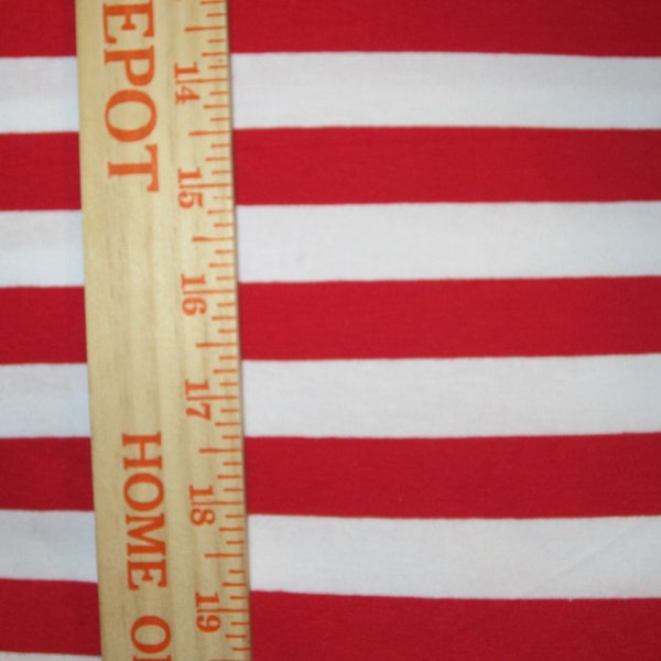 Apx. 7/8" Red and White Cotton Lycra Stripe Knit Fabric