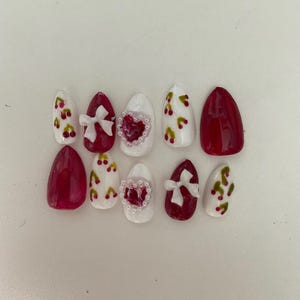 Super cute red cherry press on nails