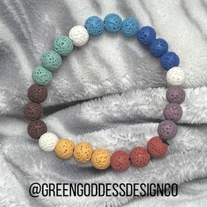 LIMITED EDITION Rainbow Chakra Bracelet – 8mm Lava Beads for Energy Balance, Healing, & Aromatherapy | Handmade Spiritual Jewelry