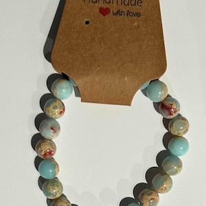 LIMITED EDITION 8mm Sky Blue Jasper Bracelet – Calming Crystal Bracelet | Handmade Gemstone Jewelry | Spiritual Energy Stone | Great Gift