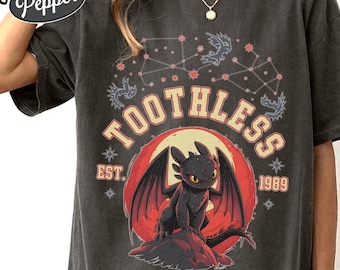 Camiseta del dragón Desdentado, camiseta gráfica del Furia Nocturna, camiseta vintage para amantes de los dragones, camiseta extragrande de fantasía, linda camiseta gótica de dragón