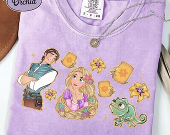 Camiseta vintage de Rapunzel de Comfort Colors, camiseta retro floral de Rapunzel de Disney Enredados, camiseta de la princesa Rapunzel de Disney, camiseta de Magic Kingdom