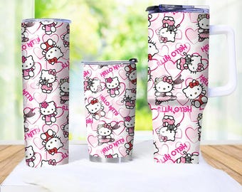 Hello Kitty Drinkware Set Adorable Tumblers and Travel Mug Collection Cute Hello Kitty Tumblers Fun Drinkware for Kids and Adults