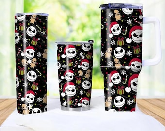 Jack Skellington Holiday Tumblers Embrace The Spirit Of Christmas Spooky & Fun Jack Skellington Drinkware Set Perfect For The Holidays