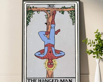 Unique Twist Spider Man The Hanged Man Art Print Marvel Meets Tarot Spider Man Inspired Artwork