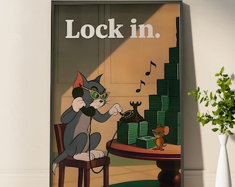 Vintage Vibes Tom and Jerry Lock In Art Print Playful Nostalgia Tom and Jerry in Action