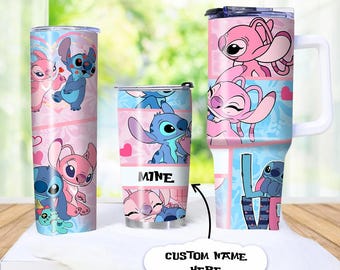 Cute Customizable Tumblers Personalize with Your Name Adorable Stitch and Lilo Tumbler Custom Name Edition
